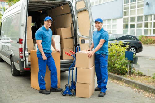 Modern removal truck equipped for moving